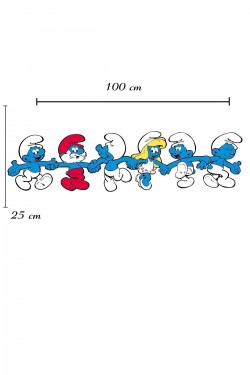 Şirinler Çocuk Odası Duvar Kağıdı Aksesuarları Süsü Duvar Sticker 100x25 Cm