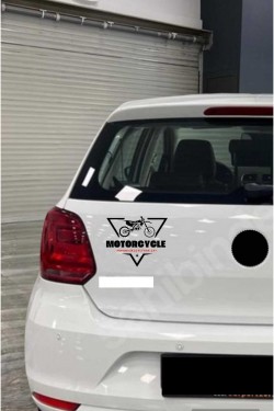 Motorsikleti fark et kırmızı yazı araç arakası sticker