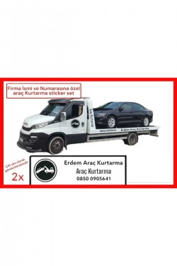 Araç Kurtarma 2'li Sticker Set Yazı Kamyon Traktör Çekici Reklam