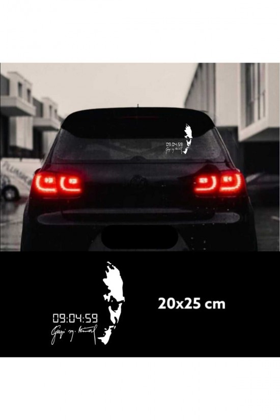 Atatürk silüetli saat sticker bayrak araç arkası traktör