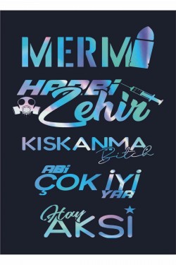 Arka Cam Sticker 5 li set brızzır Hologram 40x25cm LÜTFEN DİKKAT RENKLİ DEĞİLDİR