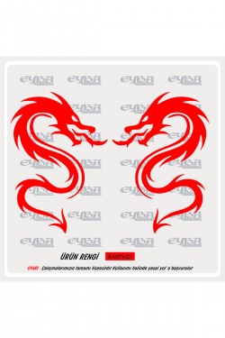 Kırmızı dilli ejderha sticker 50x35 Sağ-Sol case tümosan massey erkunt
