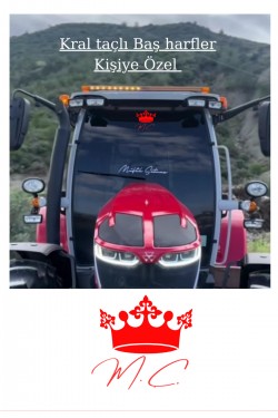 Taçlı isim baş harfleri 25x25 özel yazı traktör Erkunt sticker case tümosan massey