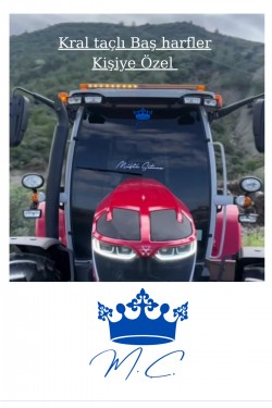 Taçlı isim baş harfleri 25x25 özel yazı traktör Erkunt sticker case tümosan massey