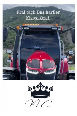 Taçlı isim baş harfleri 25x25 özel yazı traktör Erkunt sticker case tümosan massey