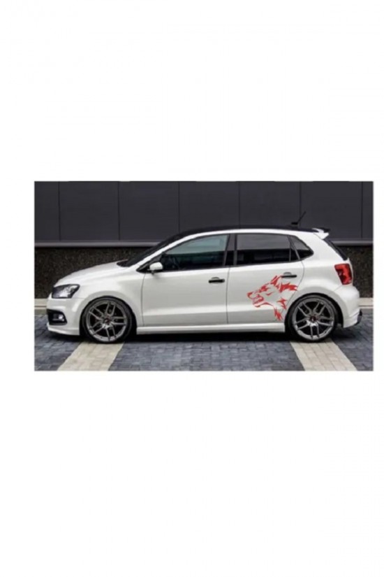 Araç Yanı Modifiye Kurt Kafası Sticker Yapışkan Golf Polo Opel Honda Bmw
