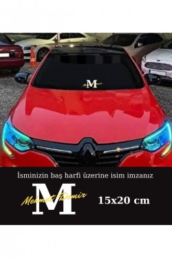 Baş harfli özel isim imza sticker 15x25 araç cam oto traktör Baş harfli özel isim imza sticker 15x25 araç cam oto traktör