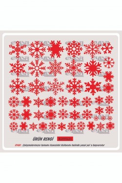 Yılbaşı Kar Tanesi Karışık Cam Vitrin Süsleme Sticker Beyaz 50 Adet