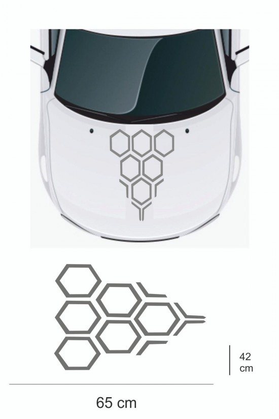 Sticker 65x42 Cm - Yeni Trend - Bal Peteği Kaput Oto Sticker - Araba Çıkartma