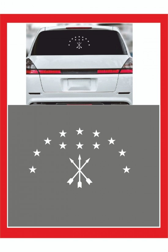 Adige Çerkez Bayrak Sembolü Araba Sticker 20x12cm - Oto Sticker