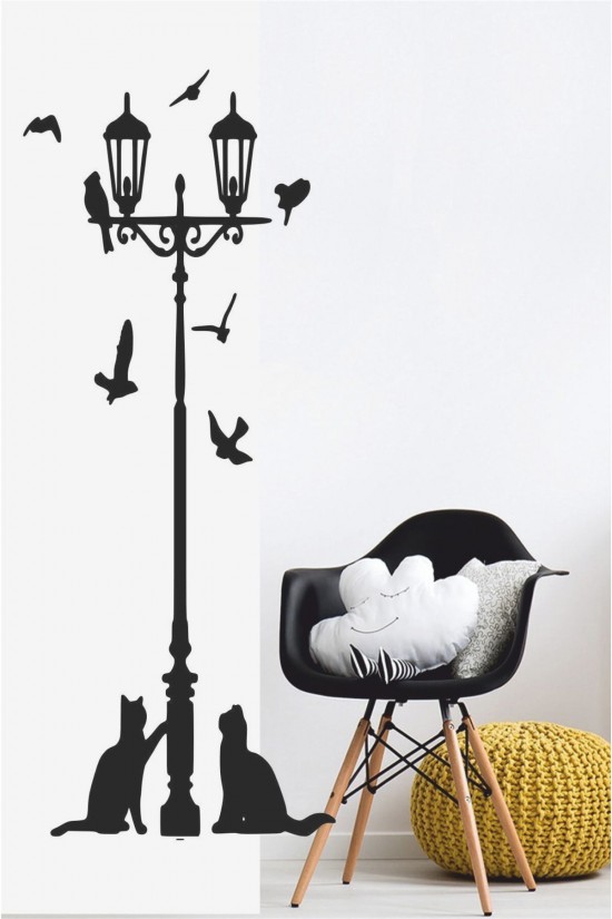 Sokak Lambası Kuşlar Ve Kediler Duvar Sticker - Home Sticker - Duvar Sticker 115x50 Sokak Lambası Kuşlar Ve Kediler Duvar Sticker - Home Sticker - Duvar Sticker 115x50