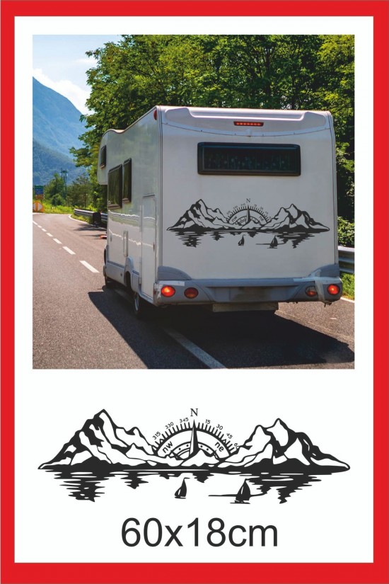 Pusula Deniz Dağ Orman Doğa Manzara Off Road Kamp Karavan Sticker Pusula Deniz Dağ Orman Doğa Manzara Off Road Kamp Karavan Sticker