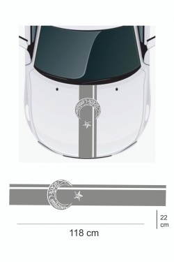 Sticker 118x22 Cm - Türkiye Cumhuriyeti Atatürk Yazılı - Uzun Kaput Oto Sticker - Araba Çıkartma