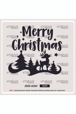 Merry cristimas yavru ceylan yılbaşı sticker süs cam kar tanesi yapıştırma