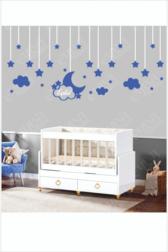 Bebek Odası Çocuk Odası Sticker 65 Parça Kişiye Özel Isimli Ay Yıldız Bulut Sticker Bebek Odası Çocuk Odası Sticker 65 Parça Kişiye Özel Isimli Ay Yıldız Bulut Sticker