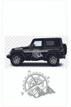 Pusula Dağ Off Road Araba Sticker, 50 X 40 Cm Siyah Oto Sticker