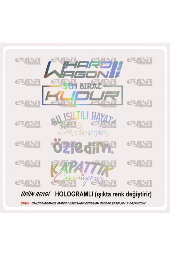 Araç Arka Cam Sticker hard wagon Hologram Oto Sticker 40x25cm LÜTFEN DİKKAT RENKLİ DEĞİLDİR