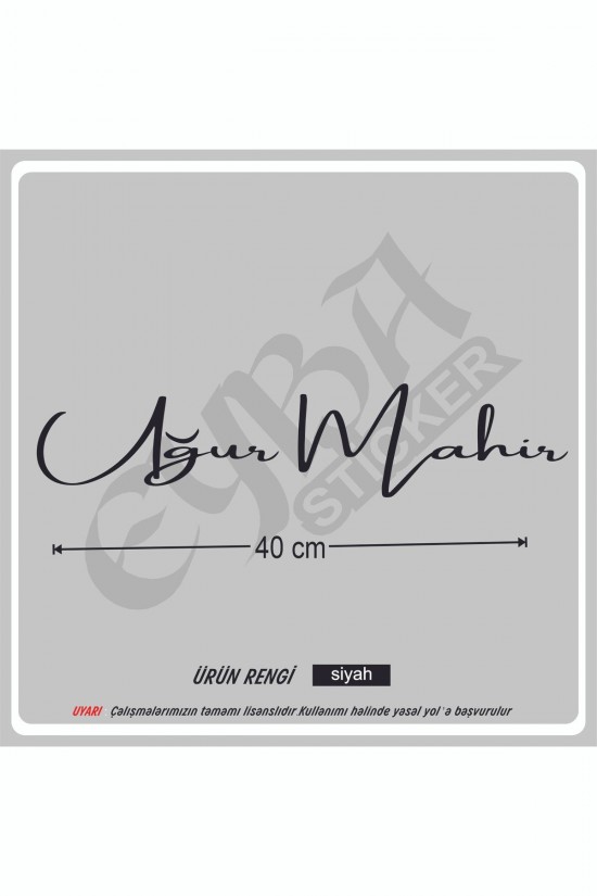 Isim Imza ön cam yazı büyük boy 40x12 Cm 1 Adet Araba Sticker-karavan