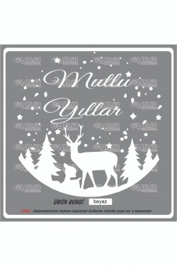 mutlu yıllar geyikler yılbaşı sticker - yapıştırma - etiket - karavan - araç sticker