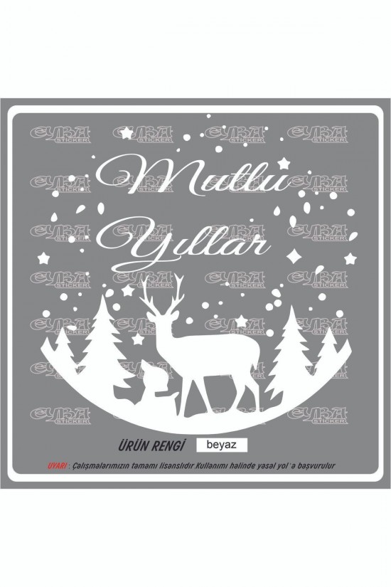 mutlu yıllar geyikler yılbaşı sticker - yapıştırma - etiket - karavan - araç sticker