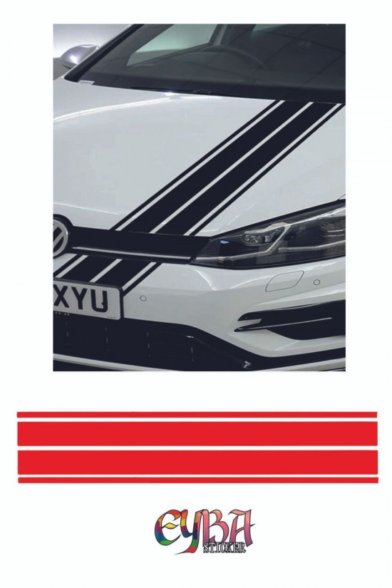 120x15cm -çift Şerit Araba Kaput Sticker - Oto Sticker -