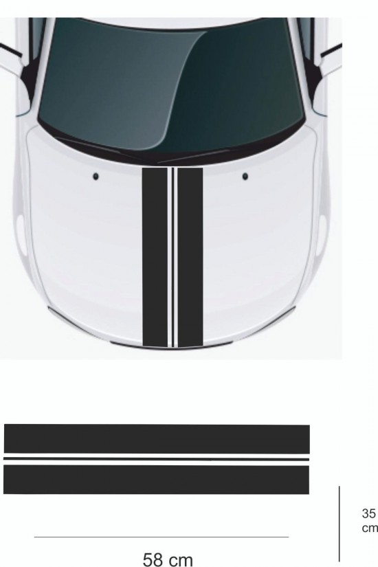 Sticker 118x30 Cm Kaput 2 Kalın Çift Şerit Sticker Oto Sticker - Kaput Sticker - Oto Sticker