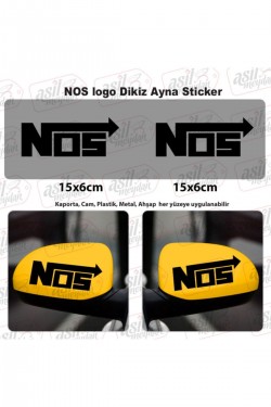 2 Adet Nos Logo Dikiz Ayna Siyah Sticker, Araba Etiket, Tuning, Aksesuar, Modifiye, Arma,