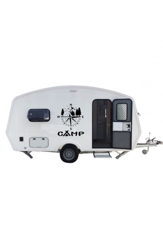 Karavan Camp, Pusula, Dağ, Doğa, Sticker Çekme Karavan, Moto Karavan