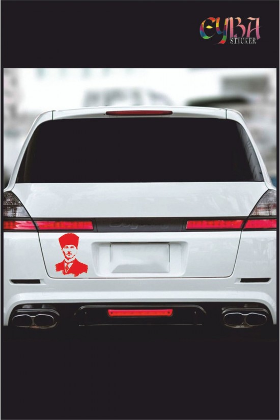 Mustafa Kemal Atatürk Sticker Silüet Araba Sticker - 20cmx15cm