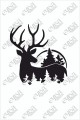 Geyik Çam Doğa Yılbaşı Süslemesi -duvar Dekorasyon Sticker 73x69cm Beyaz Renk