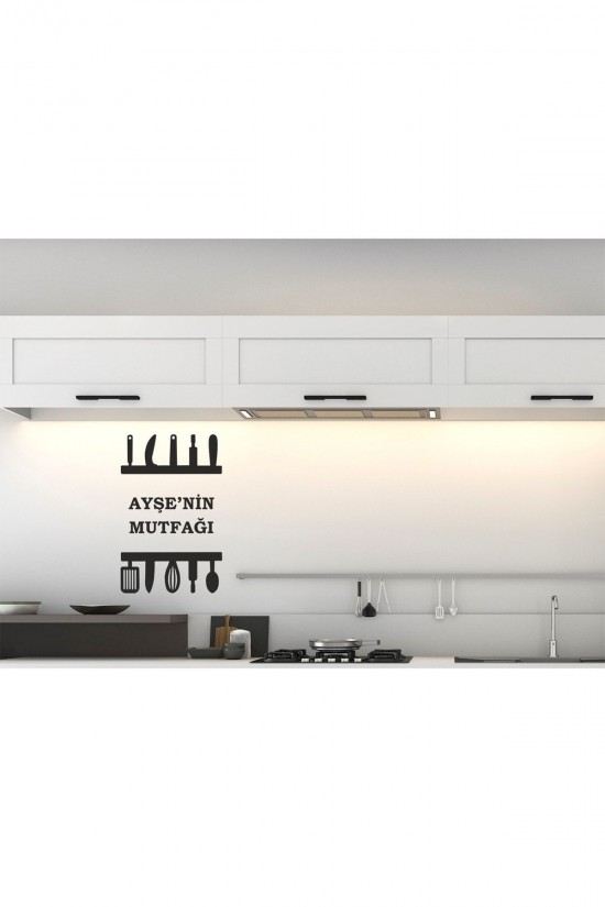 Isme Özel Mutfak Yapıştırma Siyah Çok Amaçlı Duvar Sticker