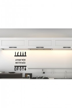 Isme Özel Mutfak Yapıştırma Siyah Çok Amaçlı Duvar Sticker