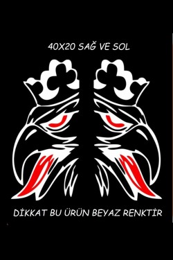BEYAZ Kral Kartal 2 Adet Sağ Ve Sol Ticari Araç Oto Sticker 40x20 Cm