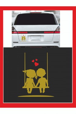 Salıncakta Sallanan Çocuklar Sticker - Oto Sticker - 18*15cm Salıncakta Sallanan Çocuklar Sticker - Oto Sticker - 18*15cm