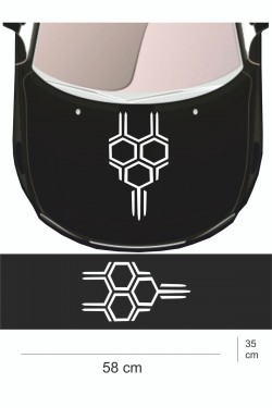 Sticker 58x35 Cm - Yeni Trend - Bal Peteği Kaput Oto Sticker - Araba Çıkartma