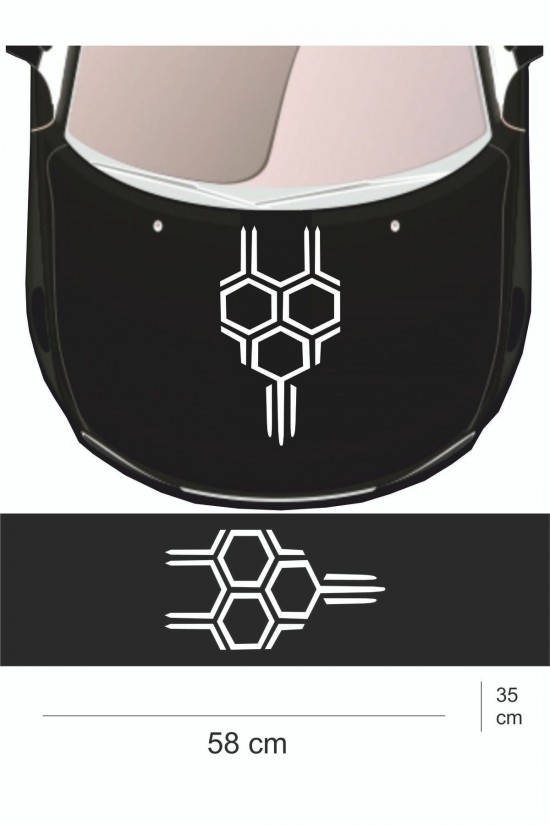 Sticker 58x35 Cm - Yeni Trend - Bal Peteği Kaput Oto Sticker - Araba Çıkartma