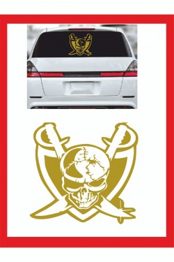 Korsan Kurukafa Oto Sticker - 18*14cm - Araba Sticker - Korsan Kurukafa Oto Sticker - 18*14cm - Araba Sticker -