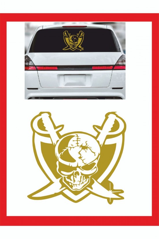 Korsan Kurukafa Oto Sticker - 18*14cm - Araba Sticker -