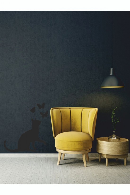 Kedi Sticker Duvar Dekorasyonu-40x30 Cm - Home Sticker - Duvar Sticker