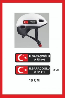 Isme Özel Kan Grubu Isim Bayraklı Isimlik Sticker 2 Adet Etiket