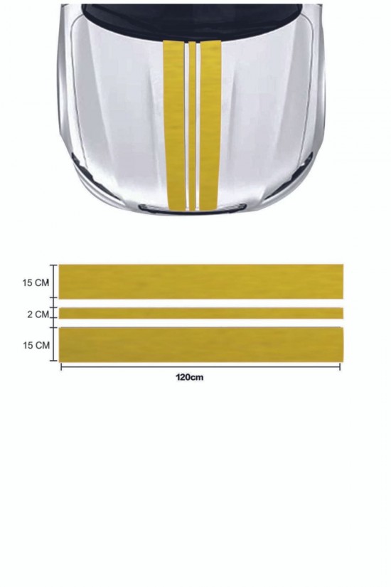 Oto Kaput Şerit Sticker Büyük - Oto Sticker -araba Sticker - 120 Cm X 35 Cm