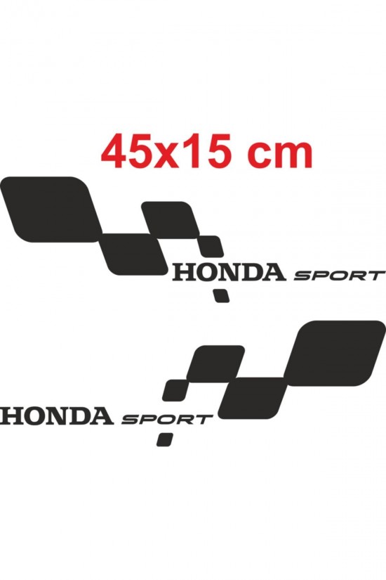 Honda Sport Sağ Ve Sol 2 Adet Oto Sticker, Siyah Renk, 45x15 Cm, Araba Sticker,