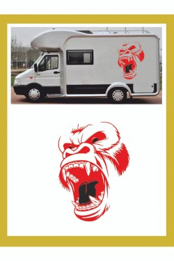 Goril Sticker 62*45cm 1 Adet Kong Kafatası - Oto Sticker - Kamp Sticker - Karavan Sticker