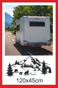 Ayı Sürüsü Dağ Orman Doğa Manzara Off Road Kam Karavan Sticker