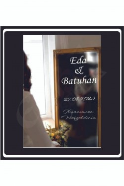 Düğün Nişan ayna yazısı 40x35 Cm BEYAZ ÜTFEN SORU SORDAN ULAŞIN ayna değil yazıdır