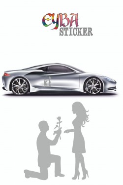 18x15 Cm Çiçekli Teklif Sevgili Oto Sticker