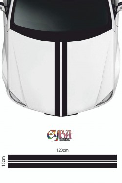 120cm X 15 Cm - Ön Kaput Şerit Sticker -çift Kaput Sticker - Araç Kaput Sticker