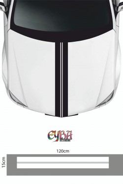 120cm X 15 Cm - Ön Kaput Şerit Sticker -çift Kaput Sticker - Araç Kaput Sticker