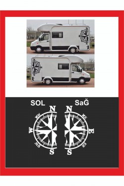 Pusula 2 Adet 74*43cm Sağ-sol Oto Sticker -karavan Sticker- Kamp Sticker