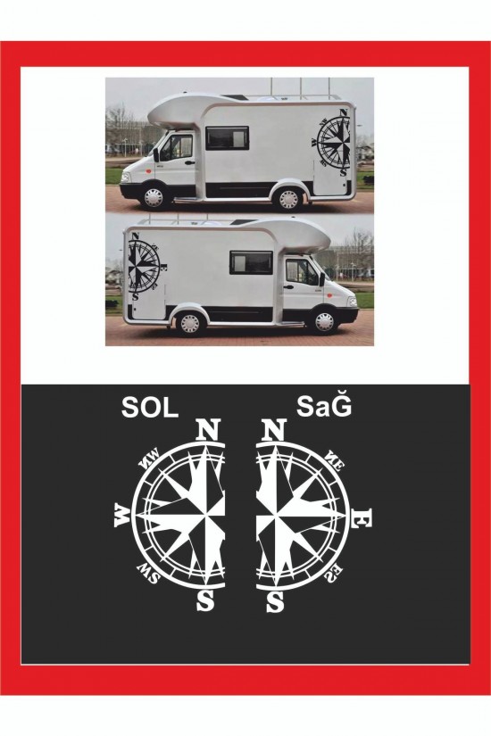 Pusula 2 Adet 74*43cm Sağ-sol Oto Sticker -karavan Sticker- Kamp Sticker